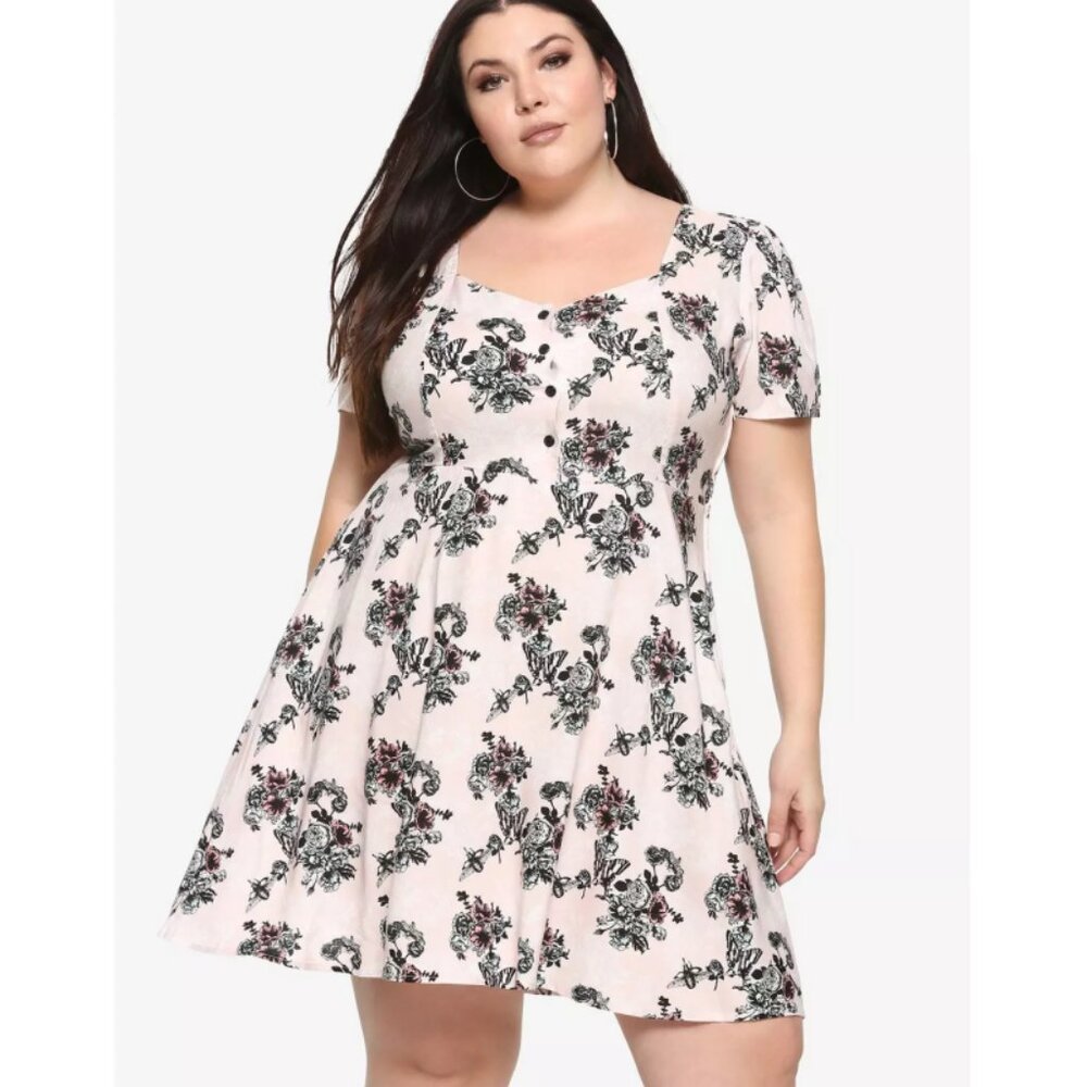 NWT Midnight Hour Pink Floral & Bug Retro Dress 3XL